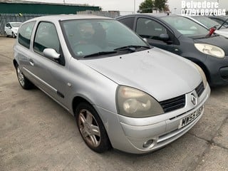 Location: Belvedere - 2005 RENAULT CLIO CAMPUS SPORT 3 Door Hatchback REG: MW55UEN, Keys: No, MOT Expiry date: 20/06/2025, 1149 Petrol, 5 Speed Manual Petrol, Former Keepers: 8