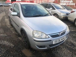 Location: Edinburgh - 2006 VAUXHALL CORSA SXI+ 3 Door Hatchback REG: SE06WUW, Keys: No, MOT Expiry date: 14/04/2025, 1229 Petrol, 5 Speed Manual Petrol, Former Keepers: 11