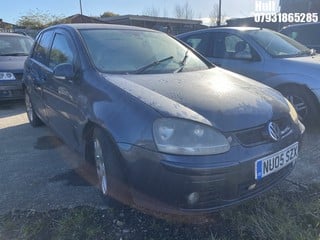 NOTE: ATF Registered Buyers ONLY - Location: Hull - 2005 VOLKSWAGEN GOLF GT TDI 5 Door Hatchback REG: NU05SZX, Keys: No, 1968 Diesel, 6 Speed Manual Diesel, Former Keepers: 9