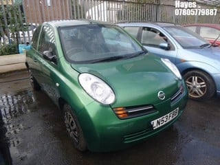 Location:  Hayes - 2003 NISSAN MICRA SE AUTO 3 Door Hatchback REG: LN53FBB, Keys: No, MOT Expiry date: 20/10/2024, 1386 Petrol, 4 Speed Auto Petrol, Former Keepers: 6