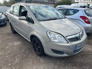 Location: North Woolwich - 2009 VAUXHALL ZAFIRA EXCLUSIV MPV REG: SH09UMT, Keys: No, MOT Expiry date: 06/03/2025, 1598 Petrol, 5 Speed Manual Petrol, Former Keepers: 7