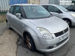 Location: BELVEDERE - 2007 SUZUKI SWIFT VVTS GLX  5 DOOR HATCHBACK REG: LT07PZR, 1490cc PETROL, 5 SPEED MANUAL PETROL, Former Keepers: 3, Keys: No, MOT: Expiry date06.08.2024