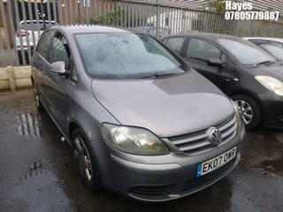 Location:  Hayes - 2007 VOLKSWAGEN GOLF PLUS SE TDI 5 Door Hatchback REG: EK07OWR, Keys: No, MOT Expiry date: 03/01/2025, 1896 Diesel, 5 Speed Manual Diesel, Former Keepers: 8