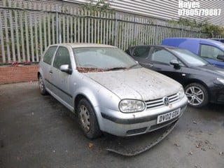 NOTE: ATF Registered Buyers ONLY - Location:  Hayes - 2002 VOLKSWAGEN GOLF S 3 Door Hatchback REG: DV02GDA, Keys: No, MOT Expiry date: 14/07/2024, 1390 Petrol, 5 Speed Manual Petrol, Former Keepers: 4