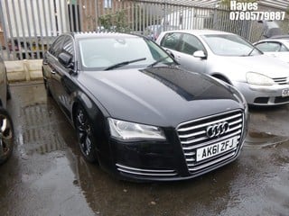 Location:  Hayes - 2011 AUDI A8 SE EXEC TDI QUATTRO A 4 Door Saloon REG: AK61ZFJ, Keys: No, MOT Expiry date: 04/01/2025, 2967 Diesel, 8 Speed Auto Diesel, Former Keepers: 4