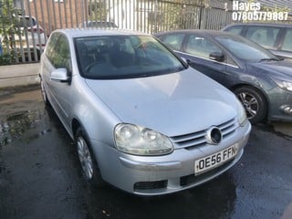 Location:  Hayes - 2007 VOLKSWAGEN GOLF MATCH FSI 115 5 Door Hatchback REG: OE56FFN, Keys: No, MOT Expiry date: 11/08/2023, 1598 Petrol, 6 Speed Manual Petrol, Former Keepers: 4