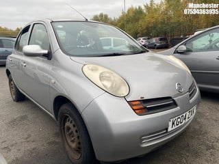 Location: Manchester - 2004 NISSAN MICRA SE 5 Door Hatchback REG: KG04ZXK, 1240 Petrol, 5 Speed Manual Petrol, Former Keepers: 5, Keys: No, MOT Expiry date: 10/09/2024