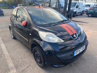 Location: North Woolwich - 2007 PEUGEOT 107 SPORT XS 3 Door Hatchback REG: OY57GKL, Keys: No, MOT Expiry date: 09/04/2025, 998 Petrol, 5 Speed Manual Petrol, Former Keepers: 7