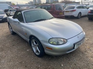 Location: North Woolwich - 1999 MAZDA MX-5 S Convertible REG: T990VSF, Keys: No, MOT Expiry date: 25/09/2023, 1840 Petrol, 5 Speed Manual Petrol, Former Keepers: 4