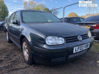 Location: Mitcham - 2003 VOLKSWAGEN GOLF TDI S 5 Door Hatchback REG: LF03YOR, Keys: No, MOT Expiry date: 07/03/2024, 1896 Diesel, 5 Speed Manual Diesel, Former Keepers: 3