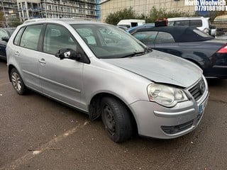 Location: North Woolwich - 2007 VOLKSWAGEN POLO S 80 5 Door Hatchback REG: LV07KJJ, Keys: No, MOT Expiry date: 07/11/2024, 1390 Petrol, 5 Speed Manual Petrol, Former Keepers: 4