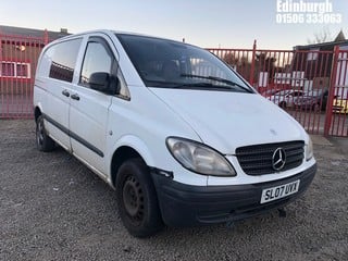 Location: Edinburgh - 2007 MERCEDES VITO 109 CDI COMPACT Panel Van REG: SL07UVX, Keys: No, MOT Expiry date: 18/06/2024, 2148 Diesel, 6 Speed Manual Diesel, Former Keepers: 4