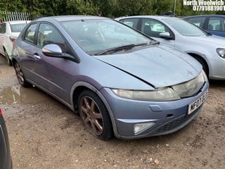 NOTE: ATF Registered Buyers ONLY - Location: North Woolwich - 2007 HONDA CIVIC SPORT I-VTEC 5 Door Hatchback REG: MF07OLR, Keys: No, 1799 Petrol, 6 Speed Manual Petrol, Former Keepers: 9