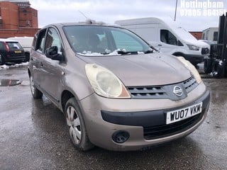 Location: Nottingham - 2007 NISSAN NOTE S MPV REG: WU07VKM, Keys: No, MOT Expiry date: 08/03/2024, 1386 Petrol, 5 Speed Manual Petrol, Former Keepers: 4