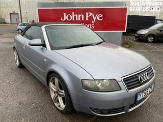 Location: South Wales - 2005 AUDI A4 T S LINE Convertible REG: YT55ZYA, Keys: No, MOT Expiry date: 16/10/2024, 1781 Petrol, 5 Speed Manual Petrol, Former Keepers: 8