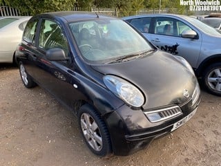 Location: North Woolwich - 2010 NISSAN MICRA VISIA 3 Door Hatchback REG: SM10YHJ, Keys: No, MOT Expiry date: 22/09/2024, 1240 Petrol, 5 Speed Manual Petrol, Former Keepers: 5