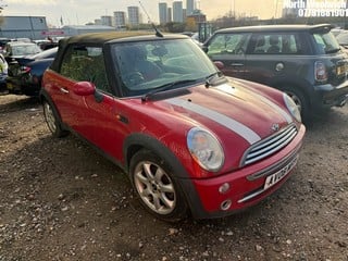 Location: North Woolwich - 2008 MINI COOPER Convertible REG: AV08MFP, Keys: No, MOT Expiry date: 19/12/2023, 1598 Petrol, 5 Speed Manual Petrol, Former Keepers: 3