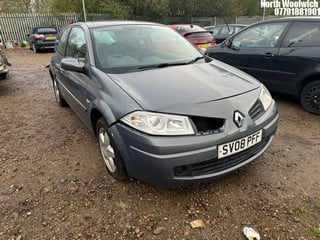 Location: North Woolwich - 2008 RENAULT MEGANE EXTREME 16V 100 3 Door Hatchback REG: SV08PFF, Keys: No, MOT Expiry date: 18/03/2025, 1390 Petrol, 5 Speed Manual Petrol, Former Keepers: 5