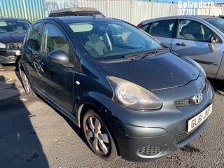 Location: BELVEDERE - 2012 TOYOTA AYGO GO VVT-I 	 5 DOOR HATCHBACK REG: GL61JKF, 998cc PETROL, 5 SPEED MANUAL PETROL, Former Keepers: 4, Keys: No, MOT: Expiry date16/04/2025