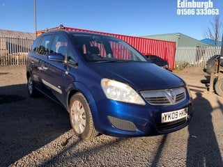 NOTE: ATF Registered Buyers ONLY - Location: Edinburgh - 2009 VAUXHALL ZAFIRA LIFE MPV REG: YK09HKO, Keys: No, MOT Expiry date: 08/08/2024, 1598 Petrol, 5 Speed Manual Petrol, Former Keepers: 3