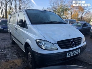 Location: Mitcham - 2008 MERCEDES VITO 111 CDI LONG Panel Van REG: KS08ZZO, Keys: No, MOT Expiry date: 12/10/2024, 2148 Diesel, 6 Speed Manual Diesel, Former Keepers: 7