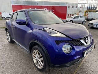 Location: South Wales - 2015 NISSAN JUKE ACENTA PREMIUM DIG-T 5 DOOR HATCHBACK REG: RO15OMP, 1197cc PETROL, 5 SPEED MANUAL PETROL , Former Keepers: 3, Keys: Yes, MOT Expiry date: 07/06/2025