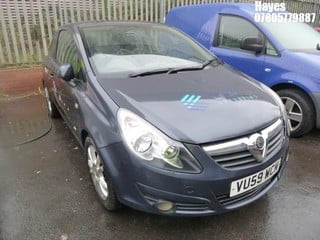 Location:  Hayes - 2009 VAUXHALL CORSA SXI A/C 3 Door Hatchback REG: VU59WCM, Keys: No, MOT Expiry date: 04/09/2024, 1229 Petrol, 5 Speed Manual Petrol, Former Keepers: 6