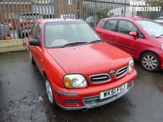 Location:  Hayes - 2001 NISSAN MICRA S 5 Door Hatchback REG: WK51FGJ, Keys: No, MOT Expiry date: 07/03/2024, 998 Petrol, 5 Speed Manual Petrol, Former Keepers: 3