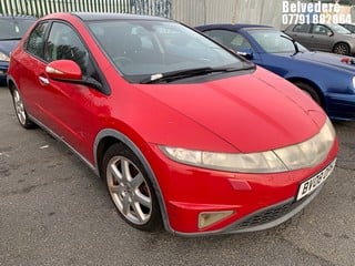 Location: BELVEDERE - 2008 HONDA CIVIC EX I-VTEC 	 5 DOOR HATCHBACK REG: BV08OPH, 1799cc PETROL, MANUAL, Former Keepers: 7, Keys: No, MOT: Expiry date30/01/2025