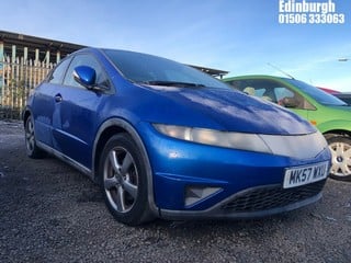 Location: Edinburgh - 2007 HONDA CIVIC SE I-VTEC 5 Door Hatchback REG: MK57WXU, Keys: No, MOT Expiry date: 05/02/2025, 1799 Petrol, 6 Speed Manual Petrol, Former Keepers: 4