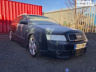 Location: Edinburgh - 2003 AUDI A4 TDI QUATTRO SPORT Estate REG: MD03MKK, Keys: No, MOT Expiry date: 17/08/2024, 2496 Diesel, 6 Speed Manual Diesel, Former Keepers: 6