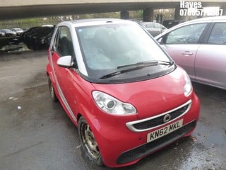 Location:  Hayes - 2012 SMART FORTWO PASSION MHD AUTO Convertible REG: KN62MKL, Keys: No, MOT Expiry date: 19/10/2024, 999 Petrol, 5 Speed Auto Petrol, Former Keepers: 2