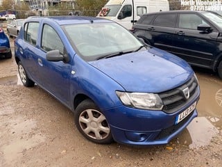 Location: North Woolwich - 2013 DACIA SANDERO AMBIANCE TCE 5 Door Hatchback REG: LL13XZH, Keys: No, MOT Expiry date: 11/03/2025, 898 Petrol, 5 Speed Manual Petrol, Former Keepers: 3