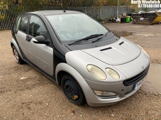 Location: North Woolwich - 2005 SMART FORFOUR PULSE 5 Door Hatchback REG: YA05ABU, Keys: No, MOT Expiry date: 30/08/2024, 1332 Petrol, 5 Speed Manual Petrol, Former Keepers: 3