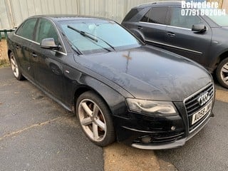 Location: BELVEDERE - 2008 AUDI A4 S LINE TDI DPF AUTO 	 4 DOOR SALOON REG: AO58JWN, 2698cc DIESEL, VARIABLE 1 SPEED AUTO DIESEL, Former Keepers: 8, Keys: No, MOT: Expiry date26.05.2025