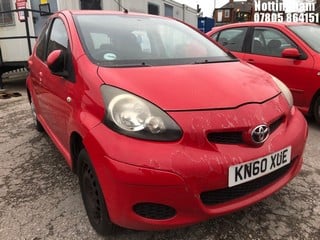 Location: Nottingham - 2010 TOYOTA AYGO + VVT-I 5 Door Hatchback REG: KN60XUE, Keys: No, MOT Expiry date: 12/01/2025, 998 Petrol, 5 Speed Manual Petrol, Former Keepers: 6