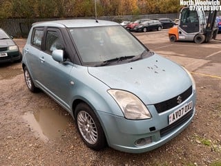 Location: North Woolwich - 2007 SUZUKI SWIFT VVTS GLX 5 Door Hatchback REG: AV07OXU, Keys: No, MOT Expiry date: 24/04/2024, 1490 Petrol, 5 Speed Manual Petrol, Former Keepers: 8