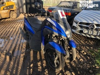 NOTE: ATF Registered Buyers ONLY - Location: Mitcham - 2018 YAMAHA MWS125-A TRICITY 125 Motorcycle REG: LT18FFS, Keys: No, 125 Petrol, automatic, Former Keepers: 3