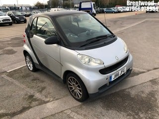 Location: Brentwood - 2008 SMART FORTWO PASSION 84 AUTO Coupe REG: J88JFG, Keys: No, MOT Expiry date: 31/10/2023, 999 Petrol, 5 Speed Auto Petrol, Former Keepers: 6