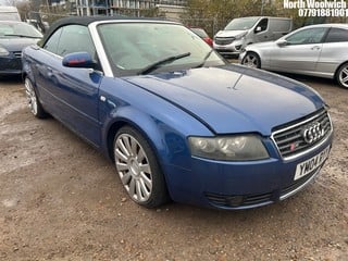 Location: North Woolwich - 2004 AUDI A4 T SPORT AUTO Convertible REG: YM04RYY, Keys: No, MOT Expiry date: 03/11/2024, 1781 Petrol, Variable Speed Auto Petrol, Former Keepers: 7