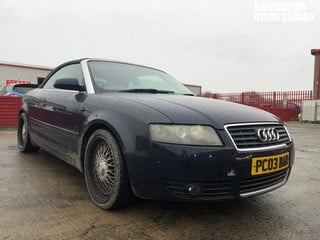 Location: Edinburgh - 2003 AUDI A4 T SPORT Convertible REG: PC03BAM, Keys: Yes, MOT Expiry date: 14/07/2024, 1781 Petrol, 5 Speed Manual Petrol, Former Keepers: 8