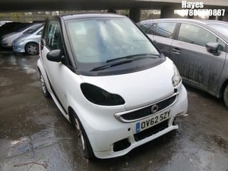 Location:  Hayes - 2012 SMART FORTWO PASSION MHD AUTO Coupe REG: OV62SZY, Keys: No, MOT Expiry date: 19/12/2023, 999 Petrol, 5 Speed Auto Petrol, Former Keepers: 5