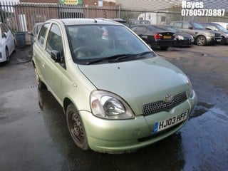 Location:  Hayes - 2003 TOYOTA YARIS GLS 5 Door Hatchback REG: HJ03HFF, Keys: No, MOT Expiry date: 29/03/2025, 998 Petrol, 5 Speed Manual Petrol, Former Keepers: 4