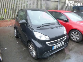 Location:  Hayes - 2012 SMART FORTWO PASSION MHD AUTO Convertible REG: LO12JFG, Keys: No, MOT Expiry date: 29/11/2024, 999 Petrol, 5 Speed Auto Petrol, Former Keepers: 4