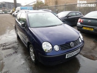 Location:  Hayes - 2003 VOLKSWAGEN POLO E 3 Door Hatchback REG: DS03FGG, Keys: No, MOT Expiry date: 18/08/2025, 1198 Petrol, 5 Speed Manual Petrol, Former Keepers: 9