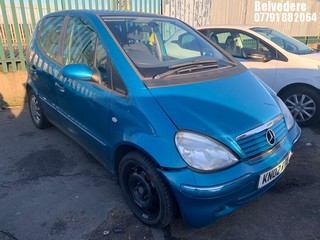 Location: BELVEDERE - 2002 MERCEDES A160 ELEGANCE AUTO 	 5 DOOR HATCHBACK REG: KN02RTU, 1598cc PETROL, 5 SPEED AUTO PETROL, Former Keepers: 7, Keys: No, MOT: Expiry date06/08/2025