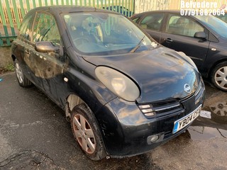 Location: Belvedere - 2004 NISSAN MICRA SX 3 Door Hatchback REG: YB04CFA, Keys: No, MOT Expiry date: 09/09/2024, 1240 Petrol, 5 Speed Manual Petrol, Former Keepers: 7