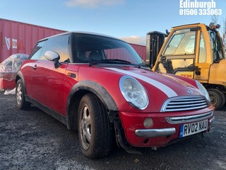 Location: Edinburgh - 2002 MINI MINI COOPER 3 Door Hatchback REG: RV02NAU, Keys: No, MOT Expiry date: 03/10/2025, 1598 Petrol, 5 Speed Manual Petrol, Former Keepers: 15