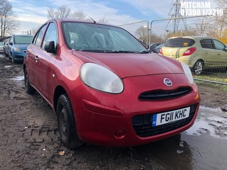 Location: MITCHAM - 2011 NISSAN MICRA VISIA 	 5 DOOR HATCHBACK REG: FG11KHC, 1198cc PETROL, 5 SPEED MANUAL PETROL, Former Keepers: 1, Keys: No, MOT: Expiry date11/12/2024