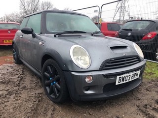 Location: Mitcham - 2003 MINI MINI COOPER S 3 Door Hatchback REG: BW03HRM, Keys: No, MOT Expiry date: 20/10/2025, 1598 Petrol, 6 Speed Manual Petrol, Former Keepers: 8